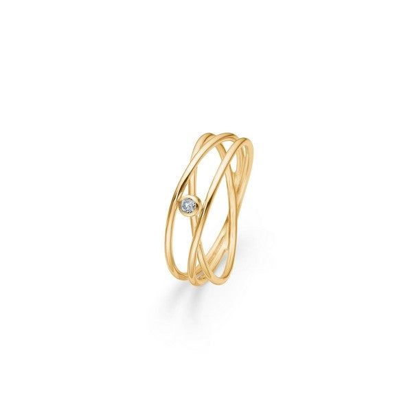 Diamond nest ring fra Mads Z Gold Label i 14 kt guld med 0,03 ct diamant i rund faset slipning.